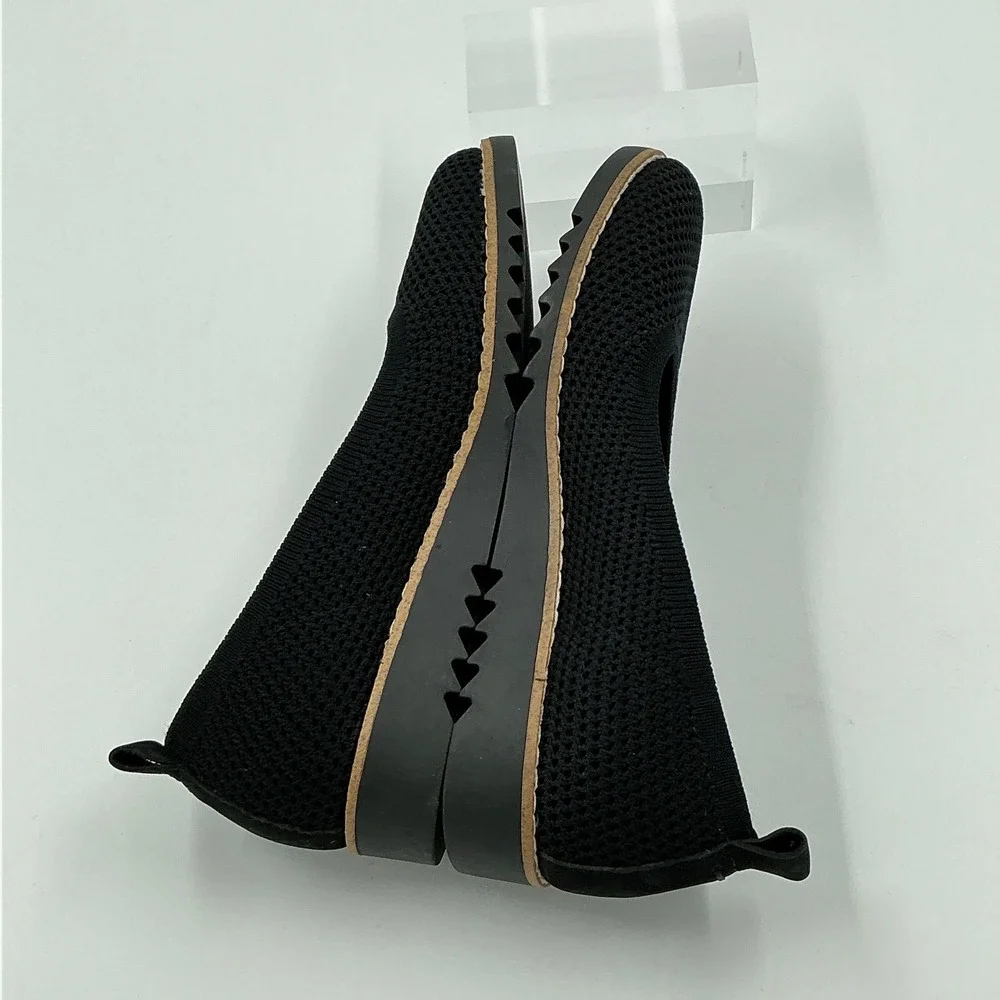 Eileen Fisher Size 6.5 Black Stretch Knit Wedge Ballet Flats NEW Etta $175